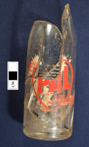 Most of a Pal-Ade bottle, recovered from the Turnaround and mended